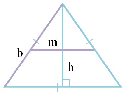 Средняя линия равнобедренного треугольника через боковую сторону и высоту